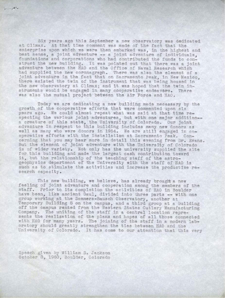 Typewritten speech transcript.